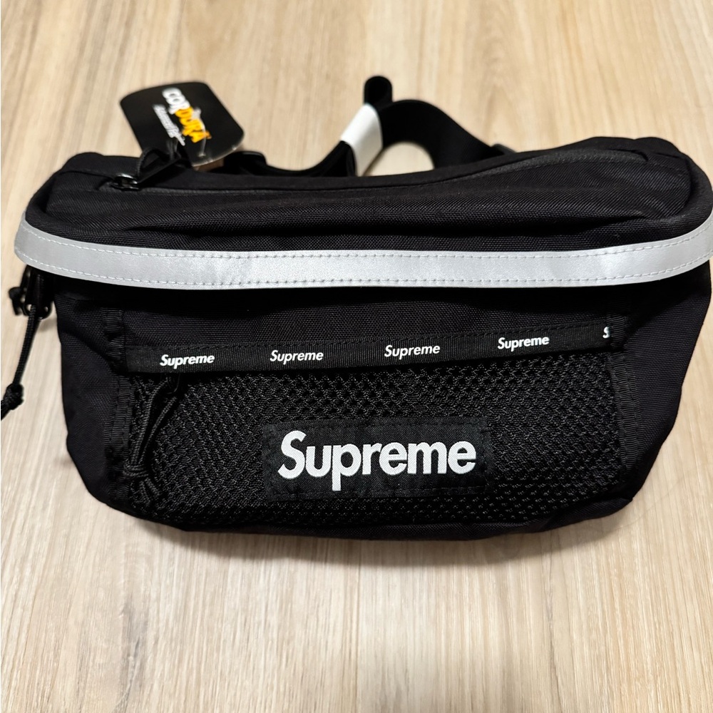 Supreme Black Waist Crossbody Bag F/W 24 Reflective Trim Authentic BNWT
